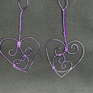 Hand Crafted Purple Wire Heart Decor